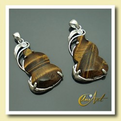 Guitar pendant of Natural Stone - Tiger Eye